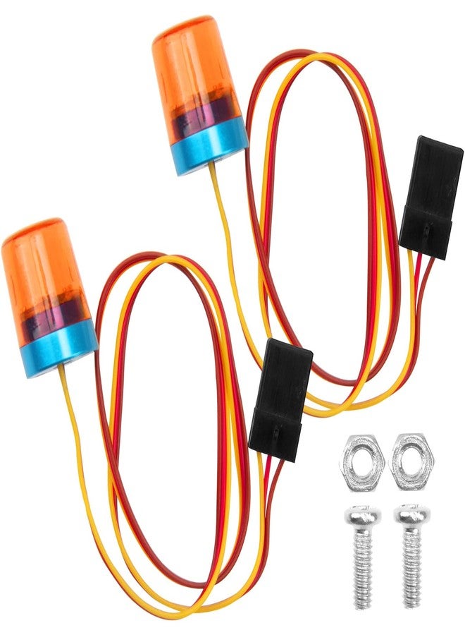 مجموعة مصابيح LED وامضة من KEAcvise (عبوتان) - مصباح إنذار دوار لقطع غيار سيارات التحكم عن بعد، متوافقة مع سيارات الزحف TRX4 وSCX10 بمقياس 1/10، وشاحنات جرارات تامييا بمقياس 1/14 - سيارة التحكم عن بعد برتقالية اللون من Polar Lights - Image 1